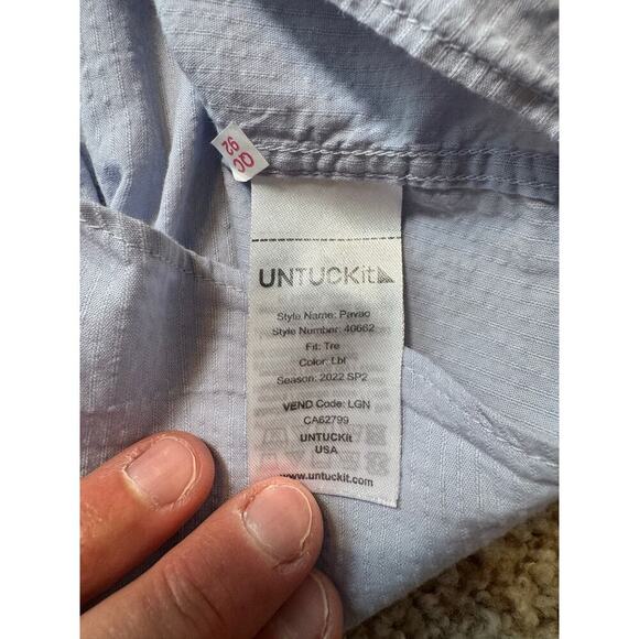 UNTUCKIt short Sleeve button down shirt, XXXLT; Gray cotton weave - Picture 8 of 9